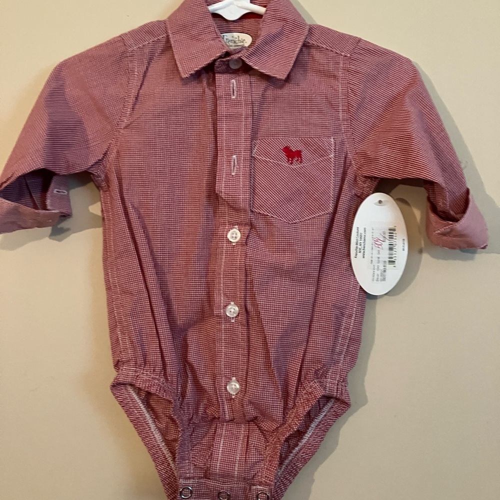 Frenchi Button Up Onesie Shirt Sz 6 months NWT Bulldog Georgia